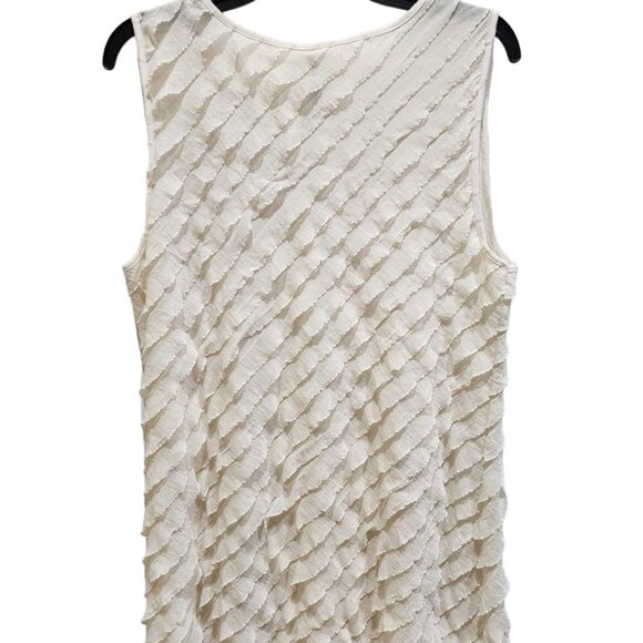 Espresso Flirty and Flattering White Ruffled Shell Women's Size XL Sleeveless - Picture 5 of 11